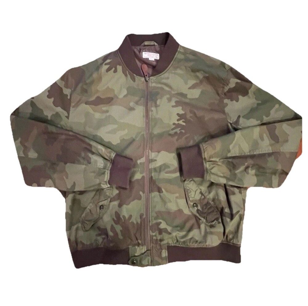 J.Crew Wallace & Barnes Camo Varsity Bomber Jacket Size XL Camouflage Military